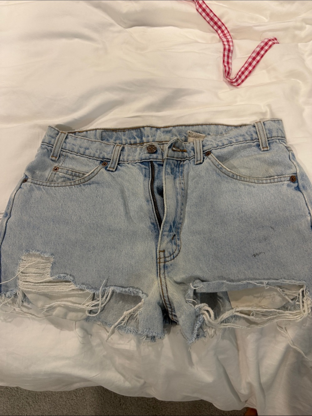Levi's Light Blue Distressed Denim Cutoff Shorts